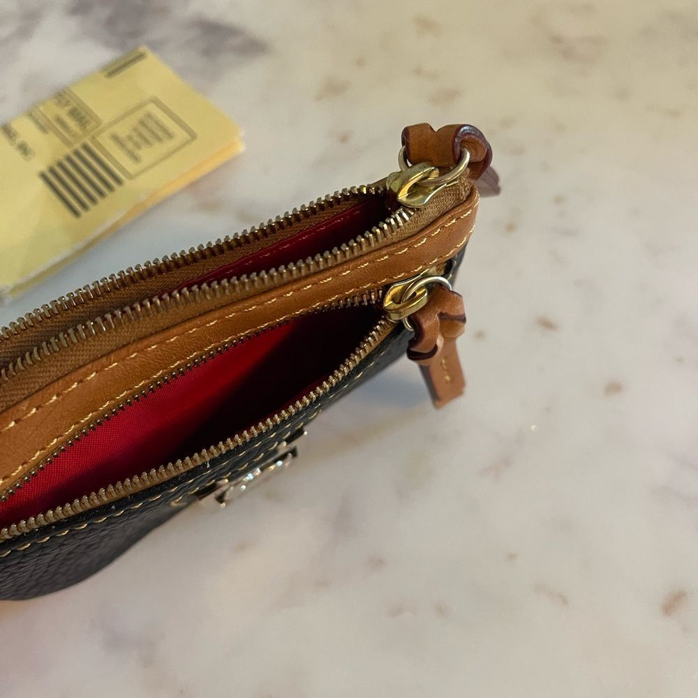 Dooney & Bourke Vintage Navy/Brown Card Key Holder Bag Charm - Picture 7 of 11